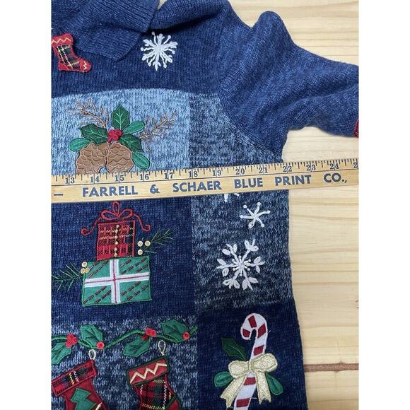 Vintage Embroidered Christmas Xl Sweater Front Zip Collared Cardinals Womens - Picture 11 of 14